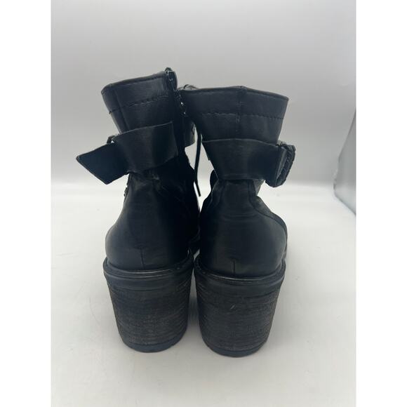 Zodiac Gemma Leather Block Heel Combat Lace-up Zip Boots Black Women's 8.5M - Picture 8 of 11